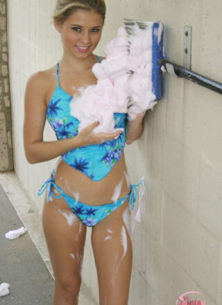 Jannah Gets All Soapy In Her Cute Bikini At The Car Wash