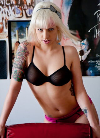 Lynn Pops In A Black Sheer Bra Showing Off Her Curves
