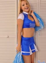 Sandy Summers With Blue Cheerleader Uniform Teasing Upskirt