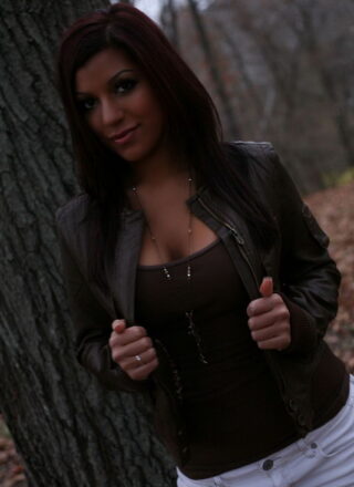 Briana Lee Outside In The Fallen Leaves Strips.