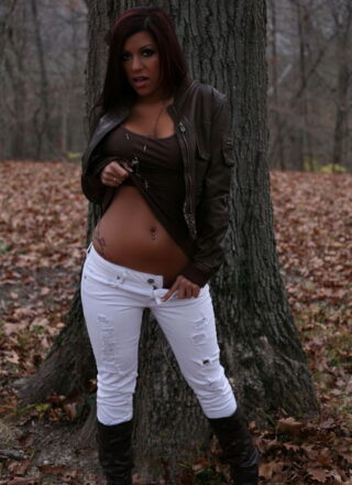 Briana Lee Outside In The Fallen Leaves Strips.