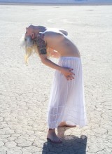Lynn Pops In Her Summer Skirt In The Desert Flashing Her Titties