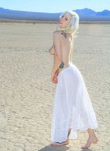 Lynn Pops In Her Summer Skirt In The Desert Flashing Her Titties
