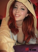 Lucy V In Her Bedroom In Her Onesie Showing Off Her Natural 34g Breasts