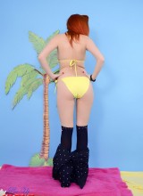 Pin-up Wow: Hot Strip On The Beach With Red Headed Lucy V
