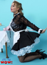 Pin-up Wow: Naughty Maid Kelli Smith Wearing Sexy White Lingerie Makes Her Tea Serving As Naughty As Possible