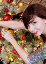 Ivy Snow Slowly Slides Out Of Her Christmas Outfit In Front Of Her Tree And Gets Naughty