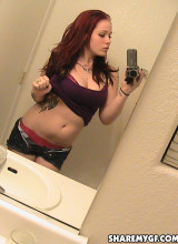 Share My Gf: Busty Girl Takes Mirror Selfshot Pictures For Her Boyfriend Who Uploaded Them For Us