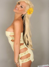 Alluring Vixens: Kimmy In A Sexy Little Yellow Lace Dress