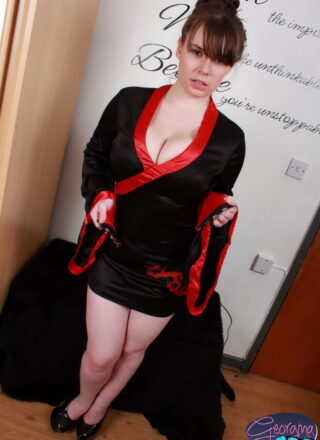 Georgina Gee Strips Out Of Her Geisha Girl Costume And Plays With Her Huge Tits