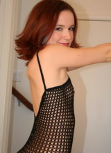 Petite Lover: Sexy Petite Redhead In A Mesh Body Suit