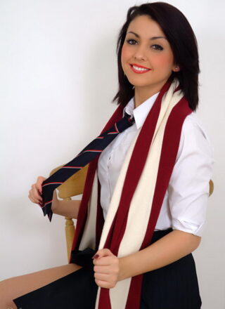 Pin-up Wow: Bryoni-kate Williams Stripteases From College Uniform With White Ankle Socks