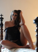 Sarah Mcdonald Strips Out Of Her Black Lingerie In The Bedroom