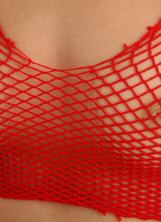 Nextdoor-models: Casandra - Red Fishnet Tank Top