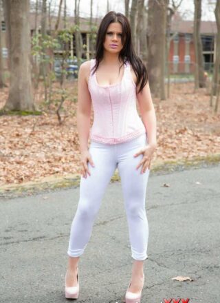 Ann Angel Xxx - White Tights And Pink Corset Outdoors