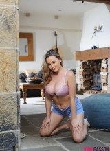 Jodie Gasson Teases In Her Denim Shorts And Pink Lingerie