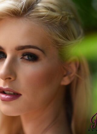 Jess Davies Teasing Out In The Garden In White Lingerie