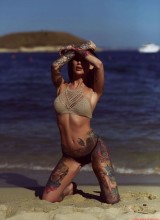 Becky Holt In Her Bikini Getting Wet On The Beach