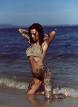 Becky Holt In Her Bikini Getting Wet On The Beach