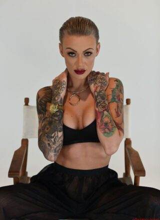 Becky Holt Shows Off Her New Short Hair In Her Black See Thru Pants