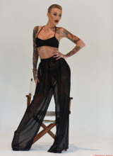 Becky Holt Shows Off Her New Short Hair In Her Black See Thru Pants