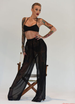 Becky Holt Shows Off Her New Short Hair In Her Black See Thru Pants