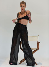 Becky Holt Shows Off Her New Short Hair In Her Black See Thru Pants