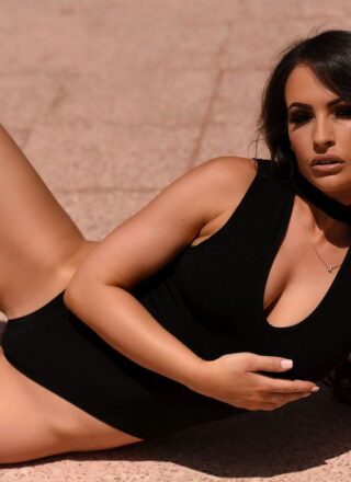 Anastasia Harris In Her Black Bodysuit Outdoors