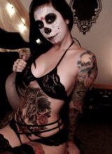 Evelyn Cates Sexy Skully In Black Lingerie