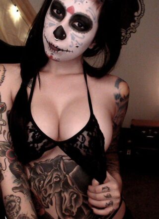 Evelyn Cates Sexy Skully In Black Lingerie