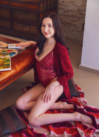 Zishy: Margaret Clay Takes off her Red Lingerie 1