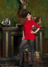 Jeny Smith - Red Dress Pantyhose 1