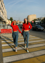 Zishy: Disha Yutina & Alevtina in Red Sweaters 3