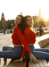 Zishy: Disha Yutina & Alevtina in Red Sweaters 10