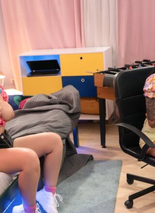 Fake Hub: Jennifer Mendez, Emily Bright, Maddy Black - Retro Arcade Lesbian Gamers